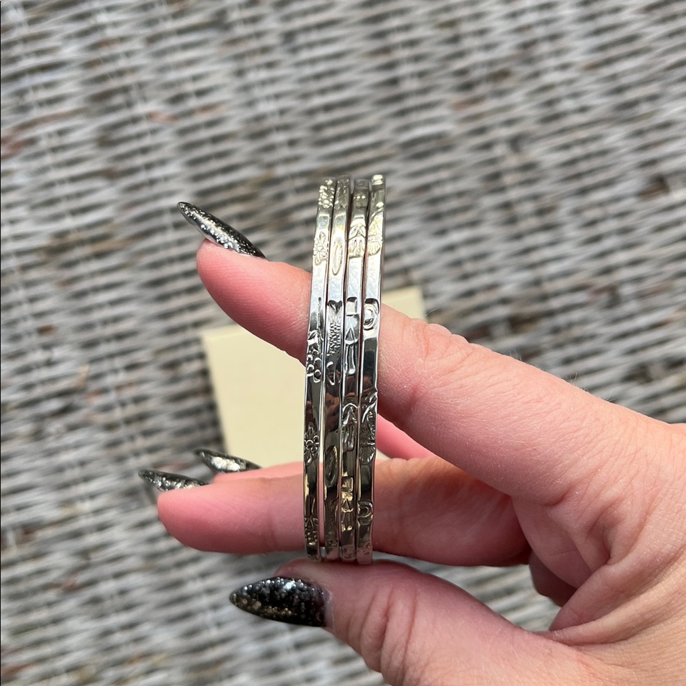 sterling silver bangle set of 4 - Picture 3 of 7